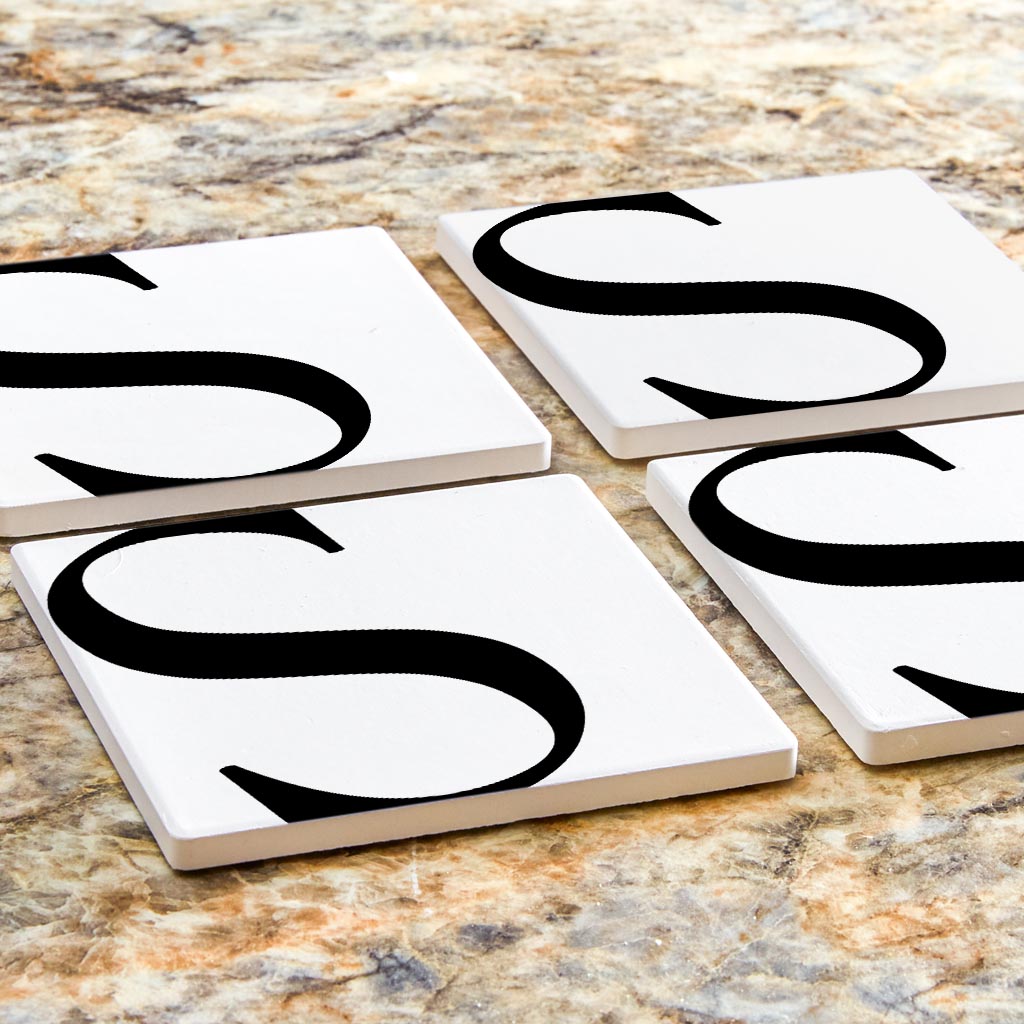 Minimal Monogram S | Absorbent Coasters | Set of 4 | Min 2