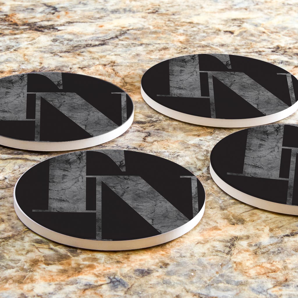 Minimalist B&W Tennessee Black Initials | Absorbent Coasters | Set of 4 | Min 2