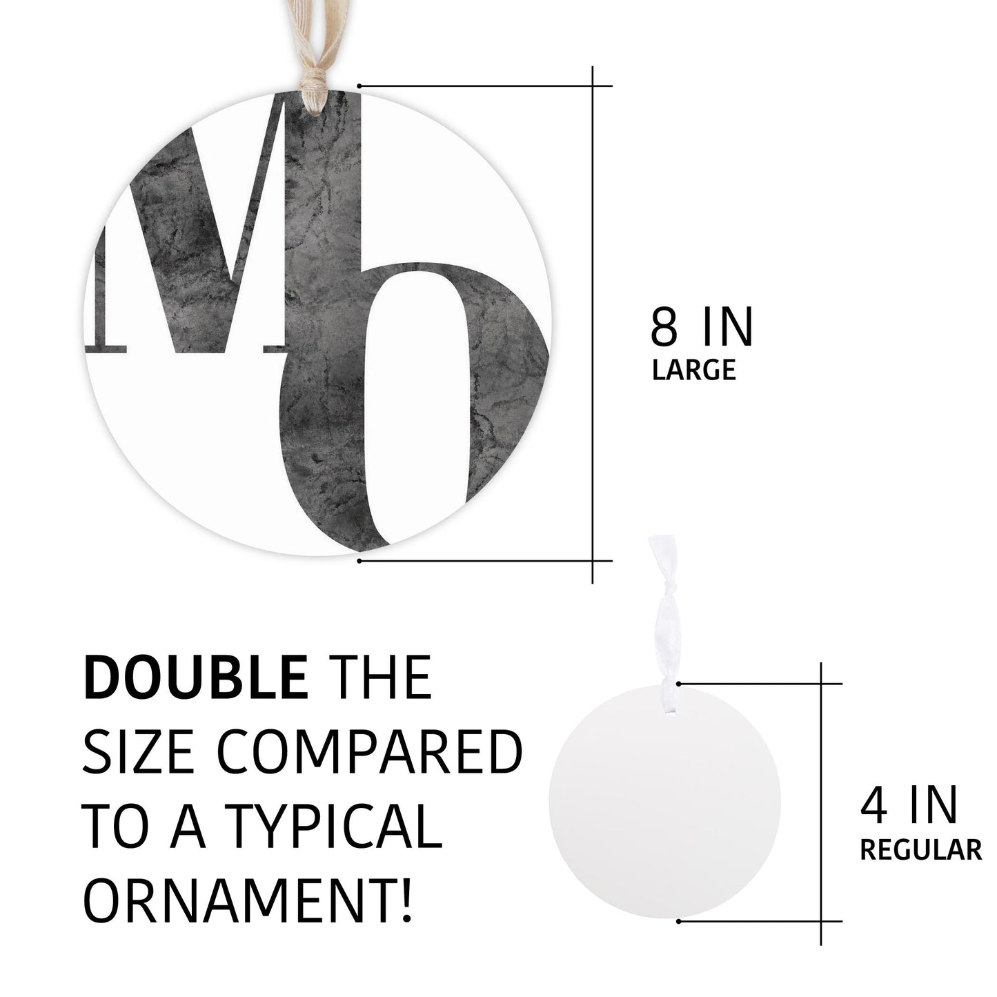 Minimalist B&W Missouri White Initials | Wood Ornament | Eaches | Min 1