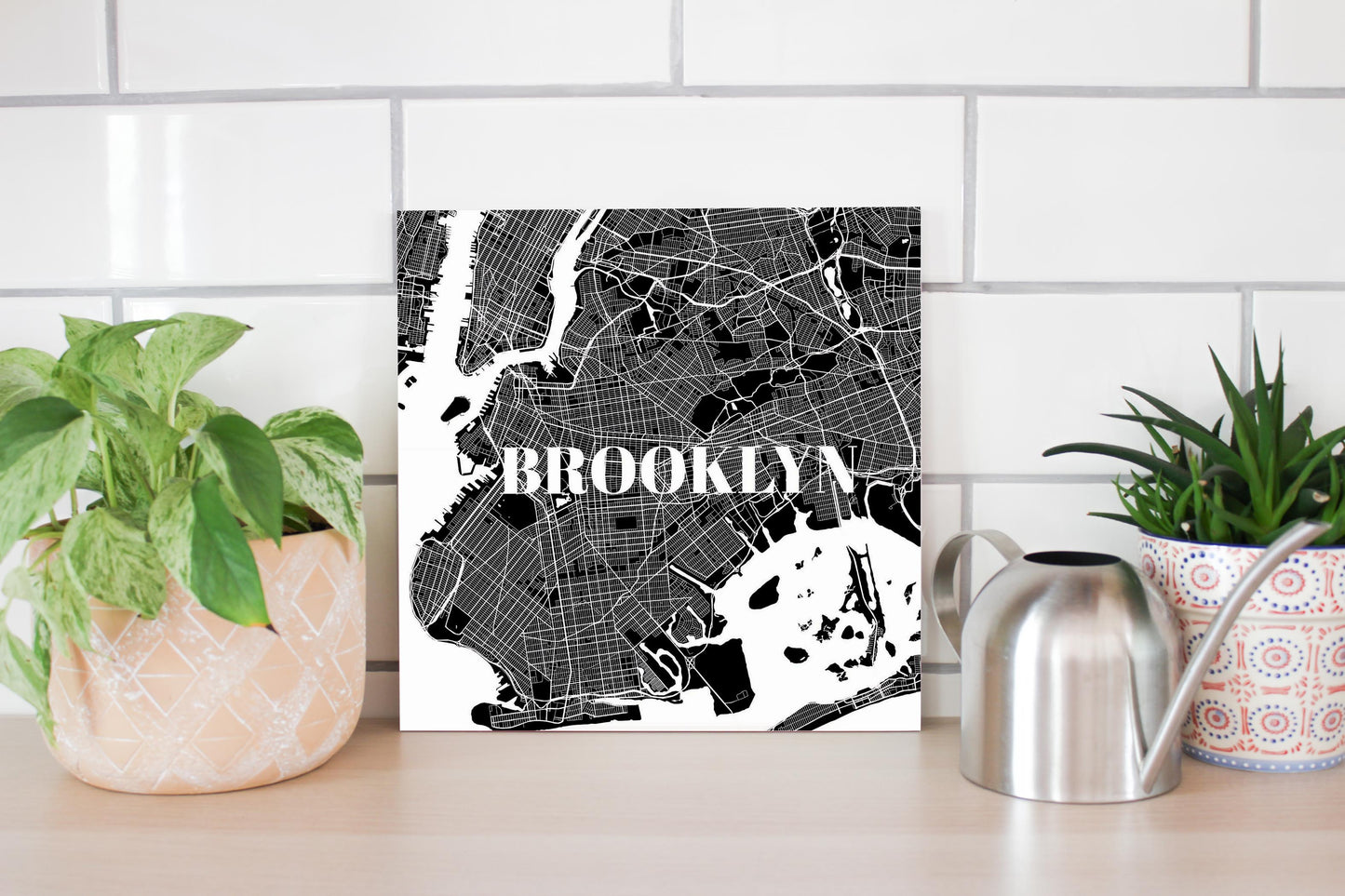 Minimalistic B&W New York Brooklyn Map | Wood Sign | Eaches | Min 2