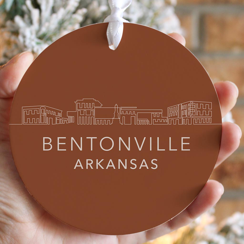 Modern Minimalist Arkansas Bentonville Skyline State | Wood Ornament | Eaches | Min 6