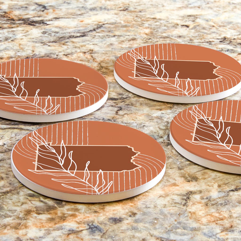 Modern Minimalist Pennsylvania State Leaf | Absorbent Coasters | Set of 4 | Min 2