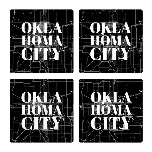 Modern Oklahoma City Map | Absorbent Coasters | Set of 4 | Min 2