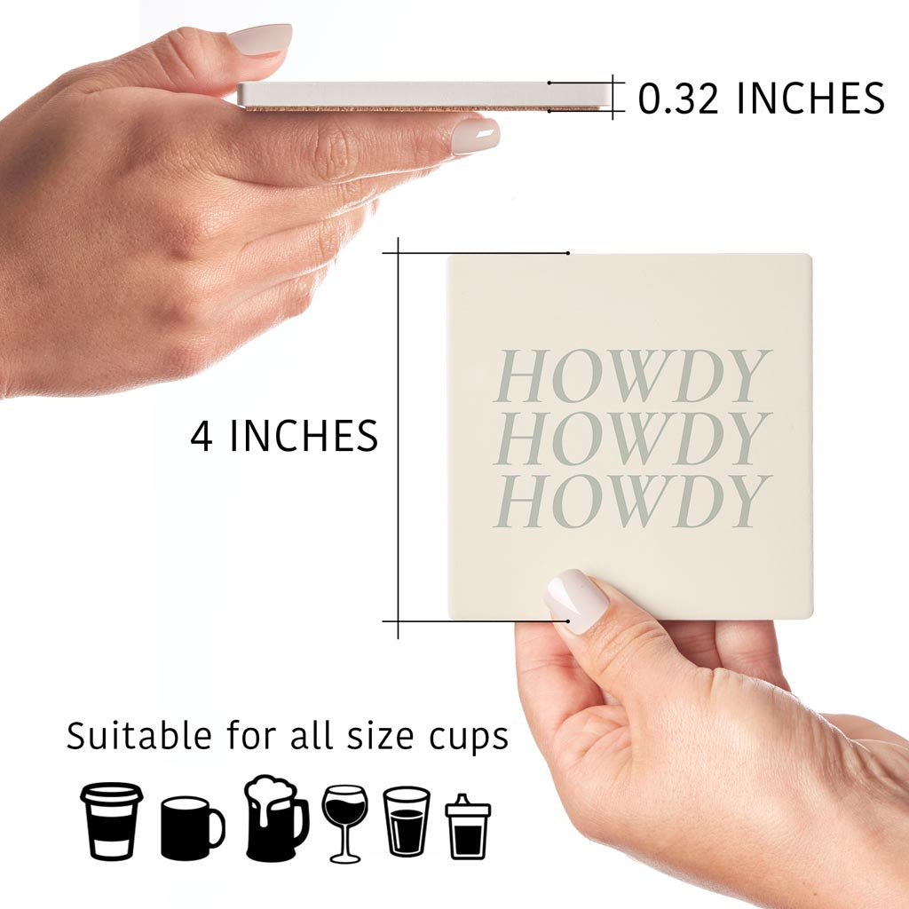 Modern Minimalist Oklahoma Howdy | Absorbent Coasters | Set of 4 | Min 2