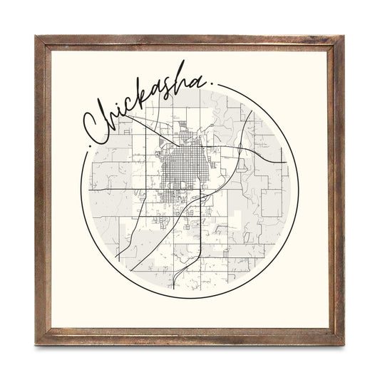 Modern Minimalist Oklahoma Chickasha Map | Wood Sign | Eaches | Min 1