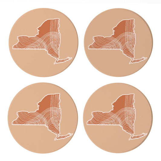 Modern Minimalist New York State Fluid Lines Light | Absorbent Coasters | Set of 4 | Min 2