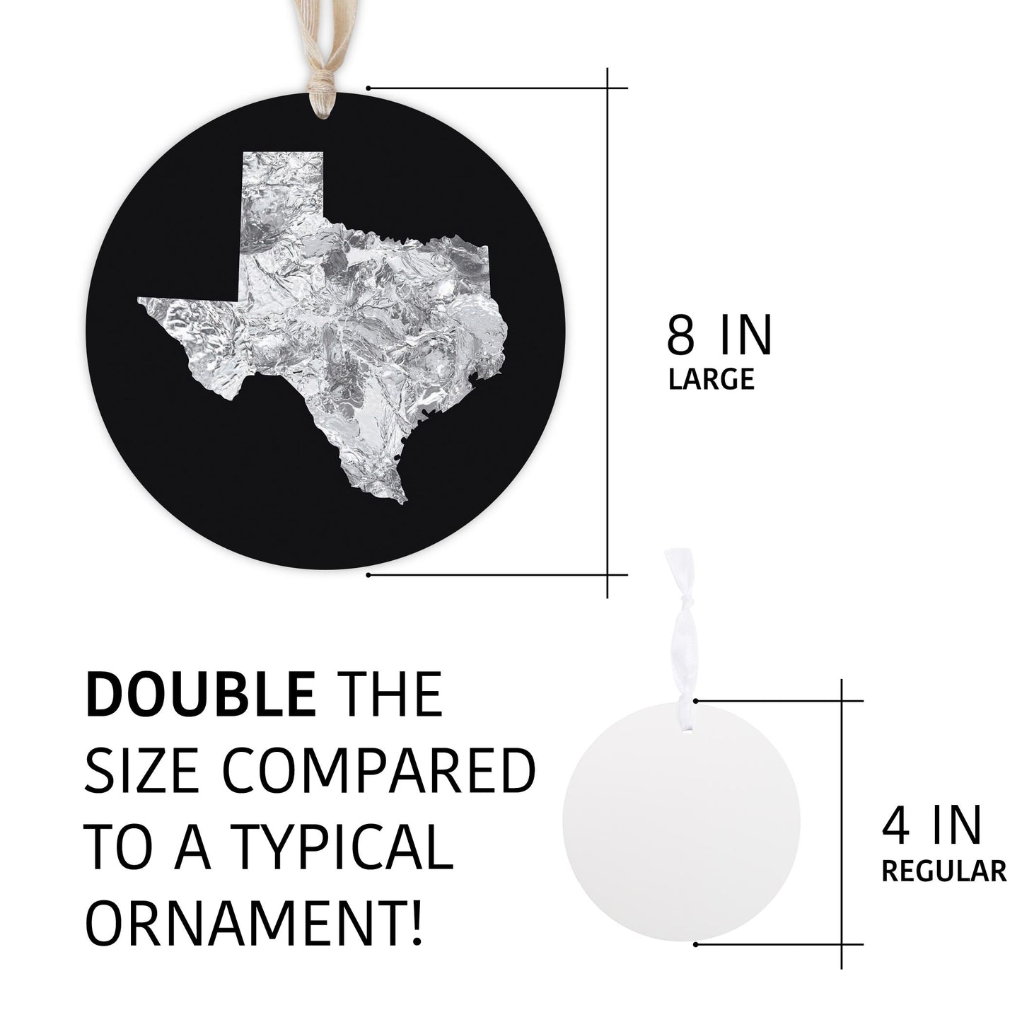 Minimalistic B&W Texas Metal State Shape | Wood Ornament | Eaches | Min 1