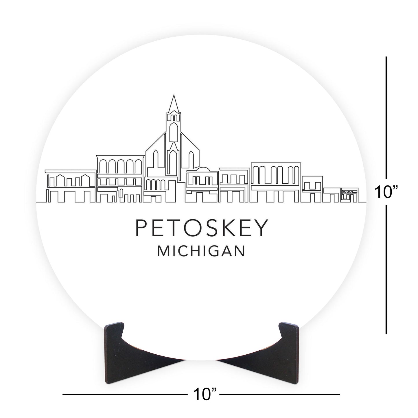 Minimalistic B&W Michigan Petoskey Skyline | Wood Sign | Eaches | Min 1