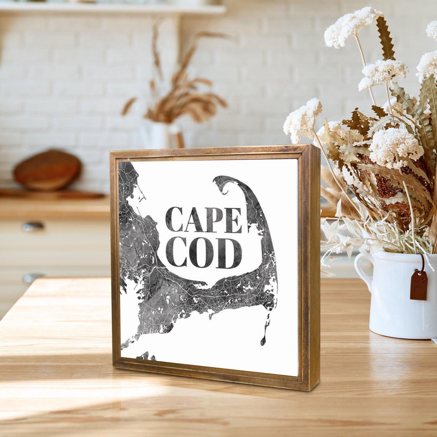 Minimalistic B&W Cape Cod Map | Wood Sign | Eaches | Min 1