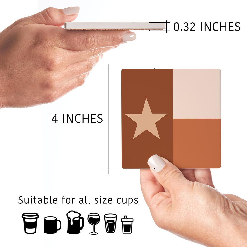 Modern Minimalist Texas State Flag | Absorbent Coasters | Set of 4 | Min 2