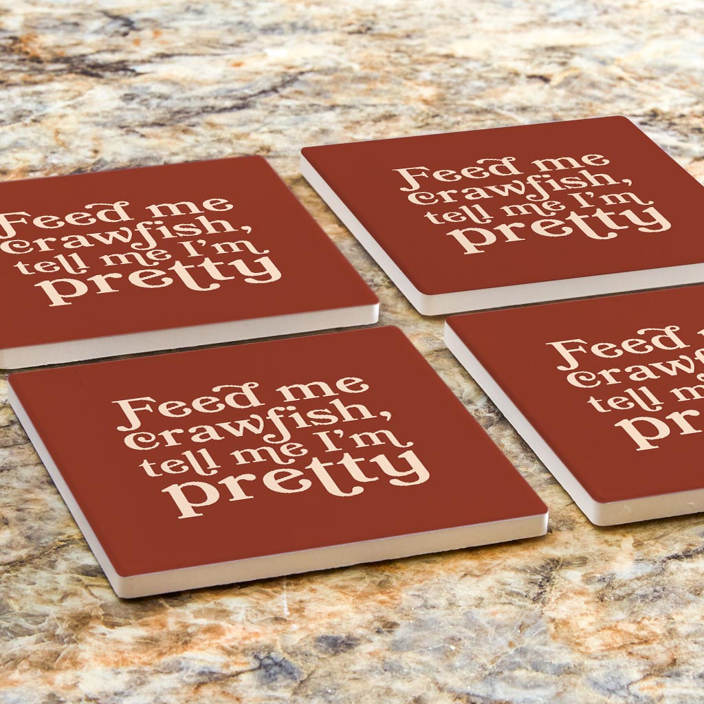 Modern Minimalist Louisiana Feed Me Crawfish | Absorbent Coasters | Set of 4 | Min 2