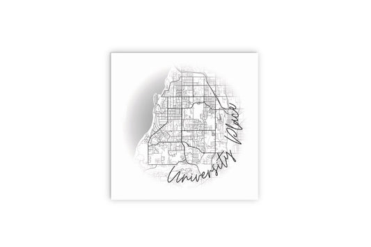 Minimalistic B&W Washington University Place Circle Map | Wood Sign | Eaches | Min 2