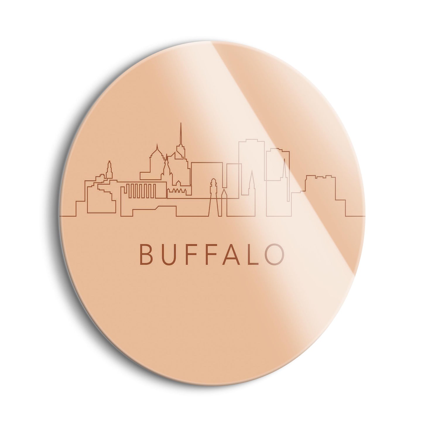 Modern Minimalistic New York Buffalo Skyline | Hi-Def Glass Art | Eaches | Min 1