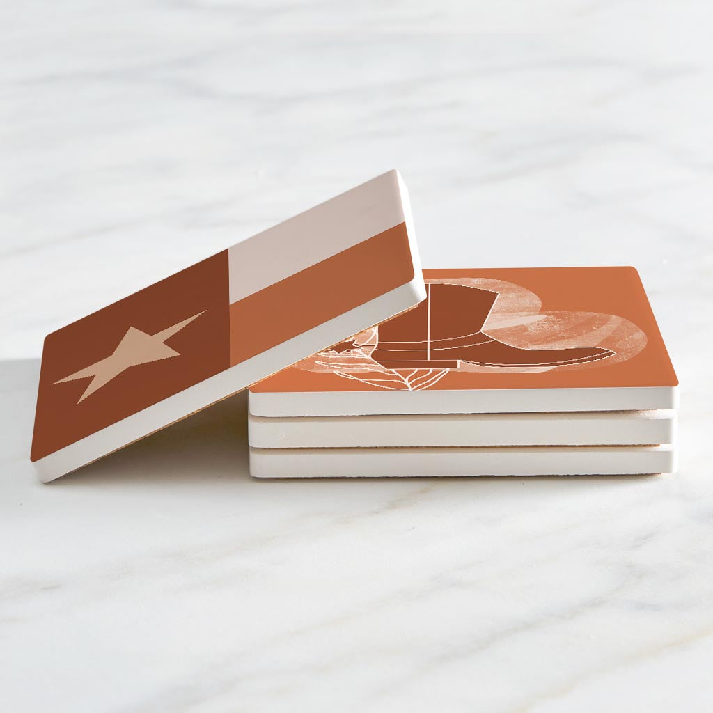 Modern Minimalist Texas Set | Absorbent Coasters | Set of 4 | Min 2