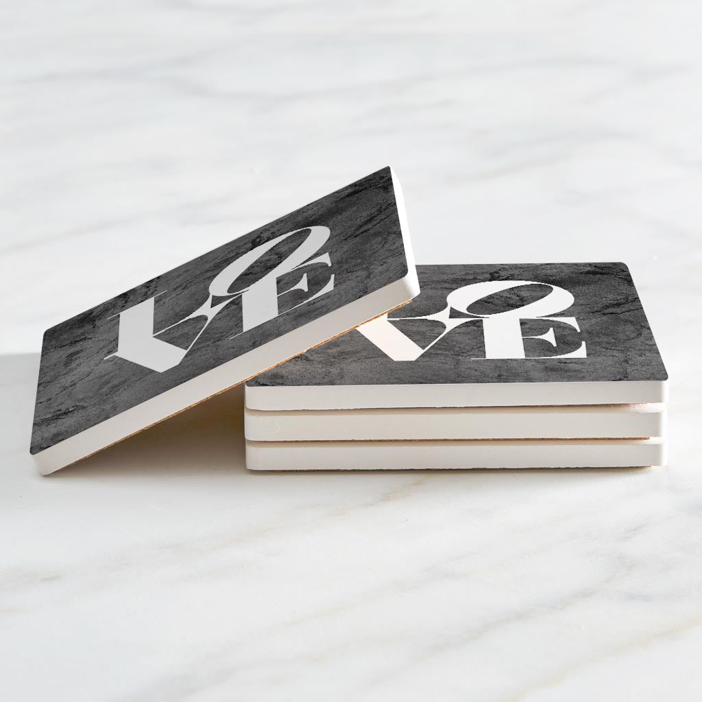 Minimalistic B&W Pennsylvania Love Dark | Absorbent Coasters | Set of 4 | Min 2