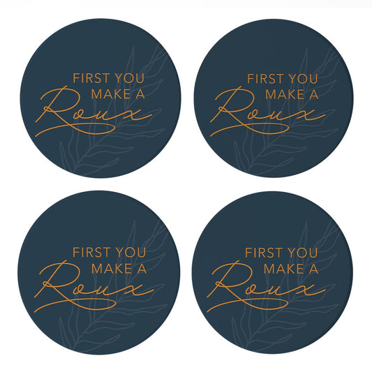 Modern Minimalist Louisiana Roux Saying | Absorbent Coasters | Set of 4 | Min 2