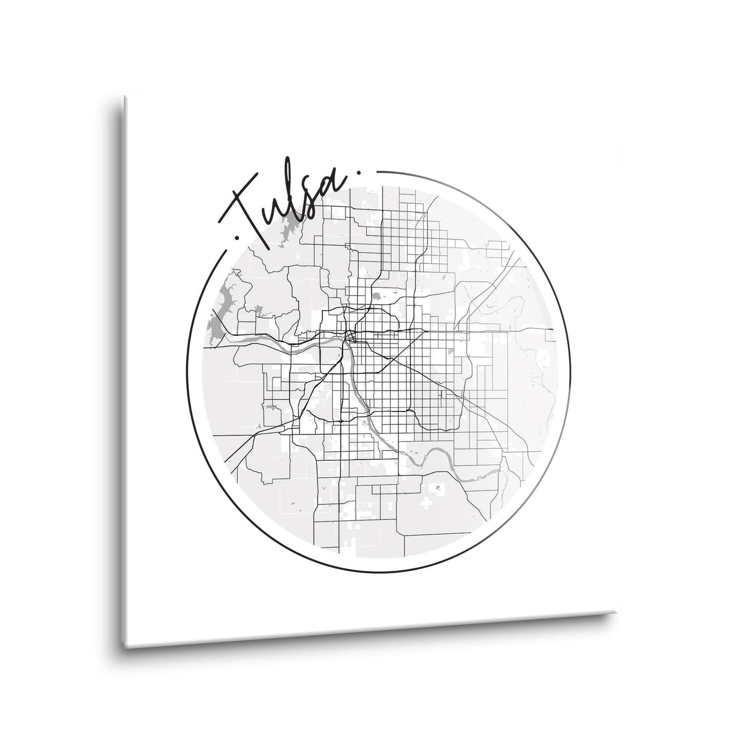 Modern Oklahoma Tulsa Circle Map | Hi-Def Glass Art | Eaches | Min 1