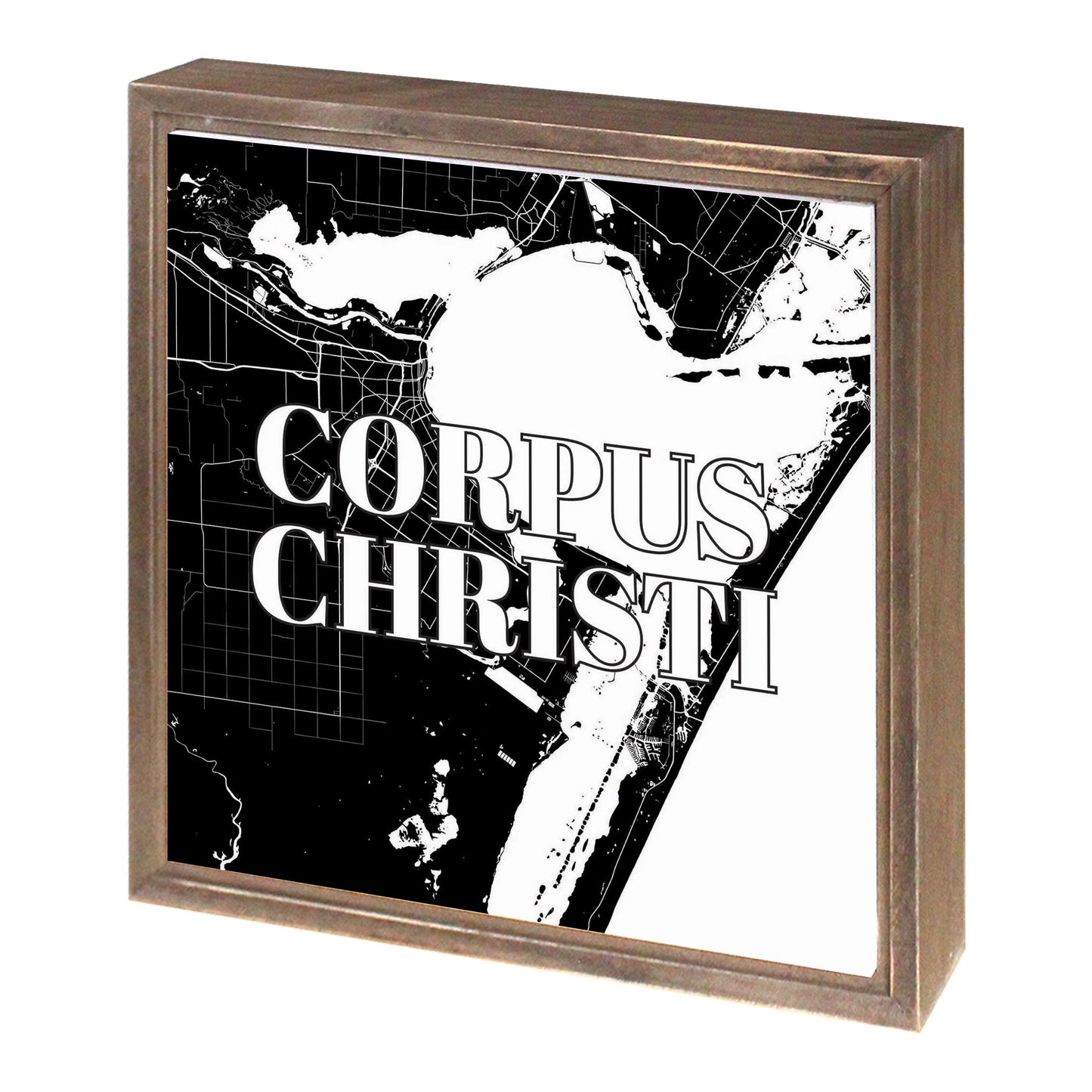 Minimalistic B&W Texas Corpus Christi Map | Wood Sign | Eaches | Min 1