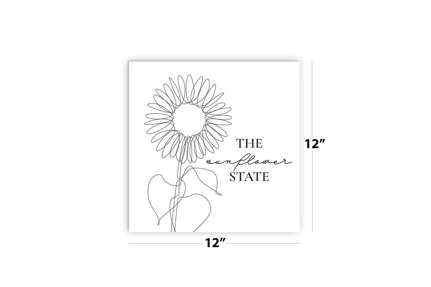 Minimalist B&W Kansas Sunflower Line Drawing | Wood Sign | Eaches | Min 2