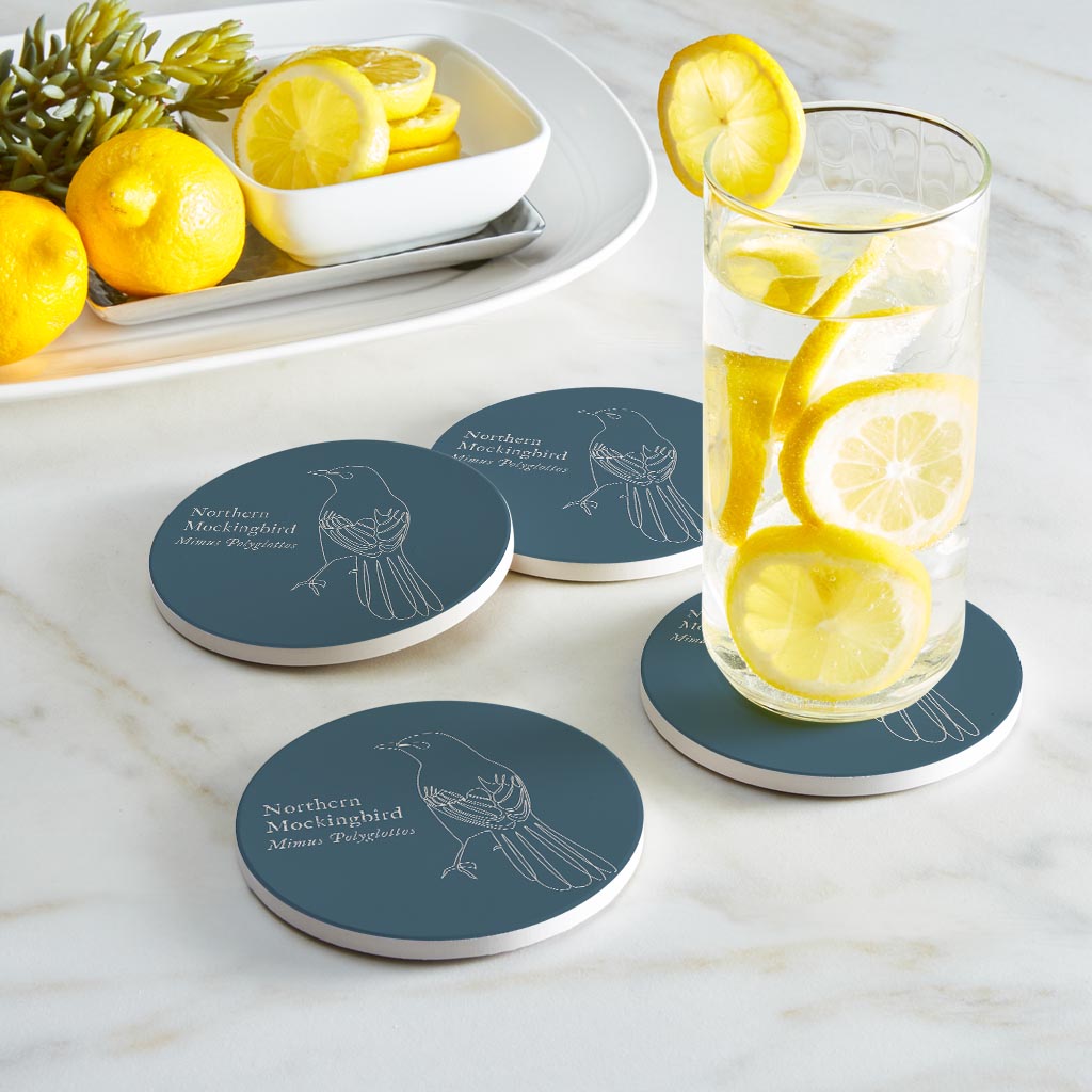 Modern Minimalist Arkansas Mockingbird | Absorbent Coasters | Set of 4 | Min 2