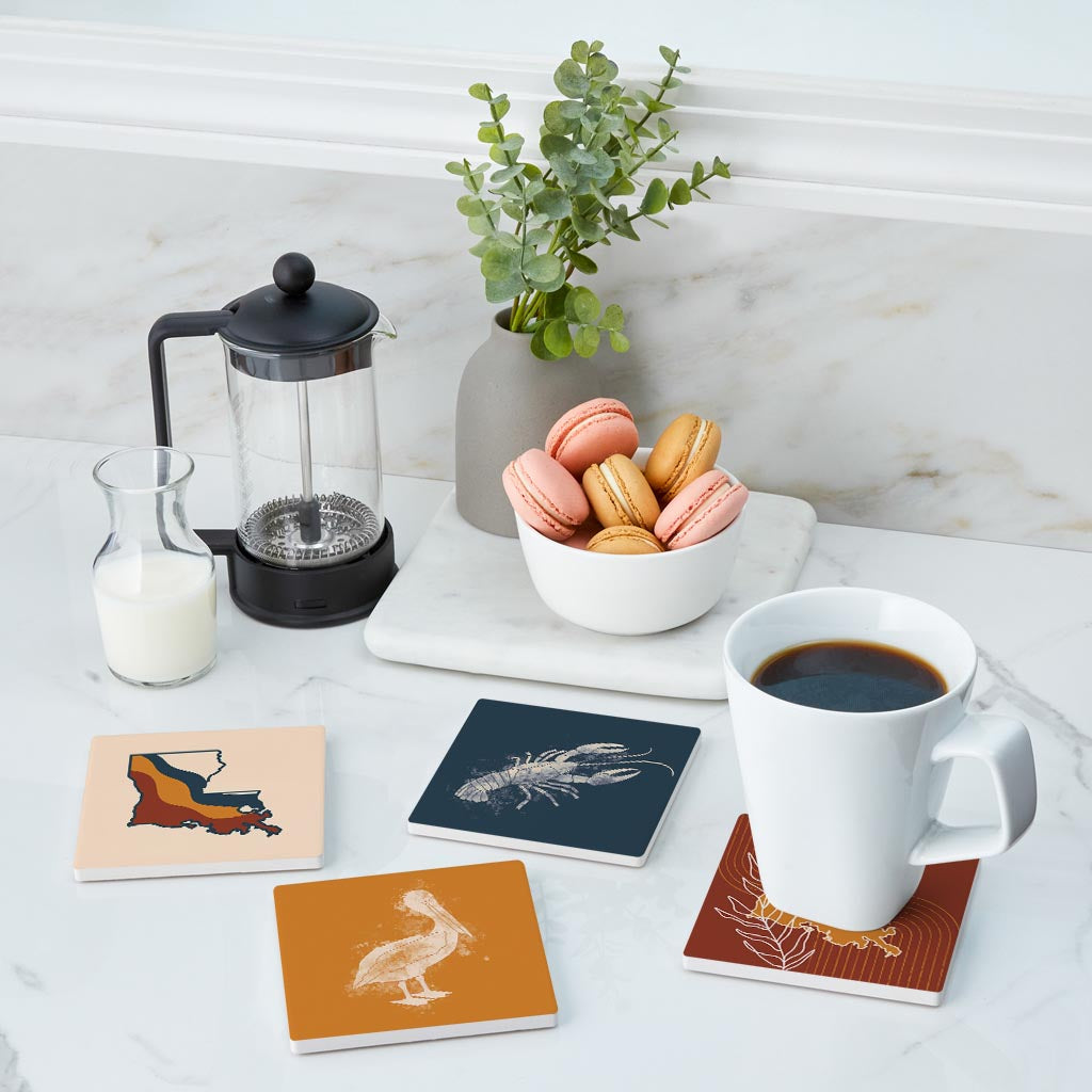 Modern Minimalist Louisiana Set | Absorbent Coasters | Set of 4 | Min 2