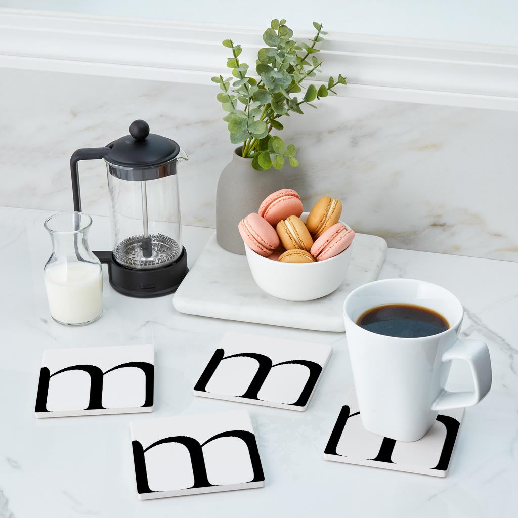 Minimal Monogram M | Absorbent Coasters | Set of 4 | Min 2