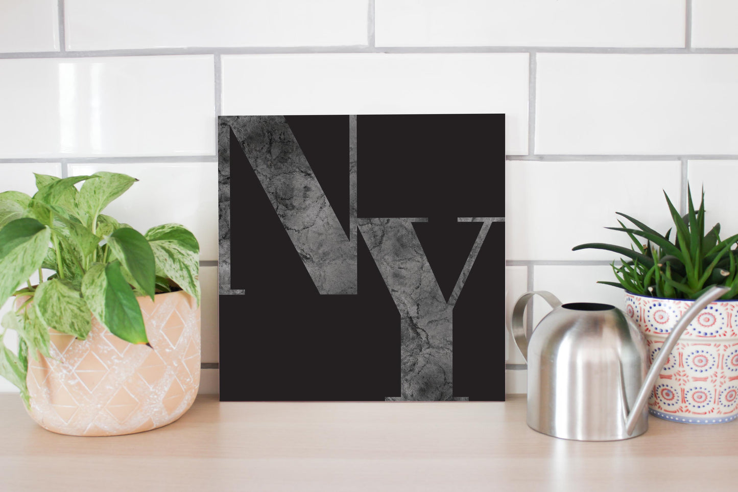 Minimalistic B&W New York Black Initials | Wood Sign | Eaches | Min 2