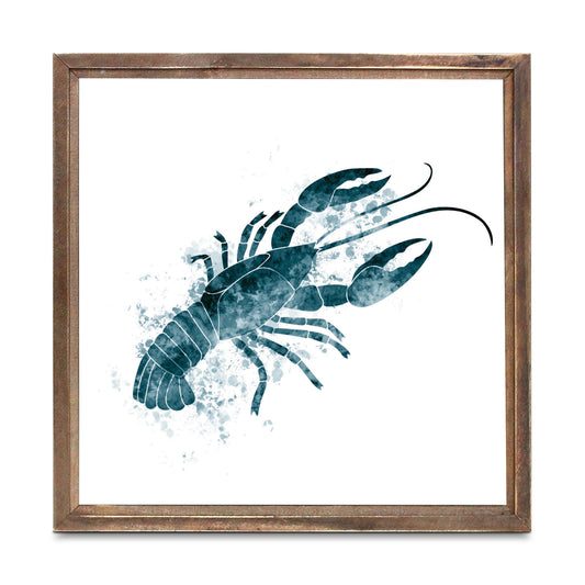 Blue White Water Color Crawfish | Wood Sign | Eaches | Min 1