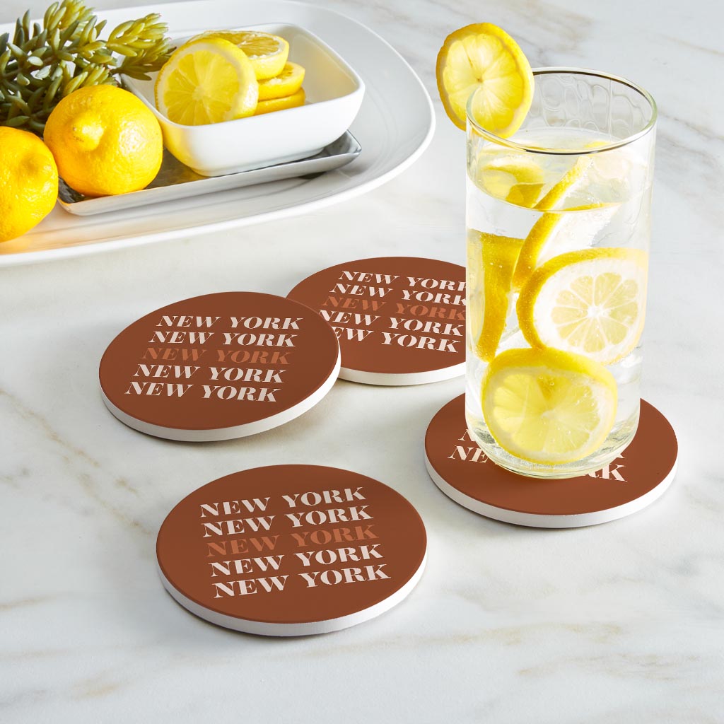 Modern Minimalist New York Repeated Dark | Absorbent Coasters | Set of 4 | Min 2