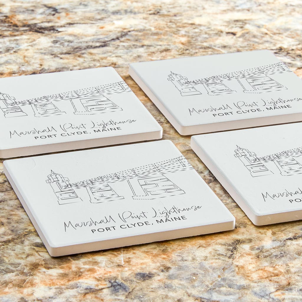 Marshall Point Lighthouse Muted Coastal | Absorbent Coasters | Set of 4 | Min 2