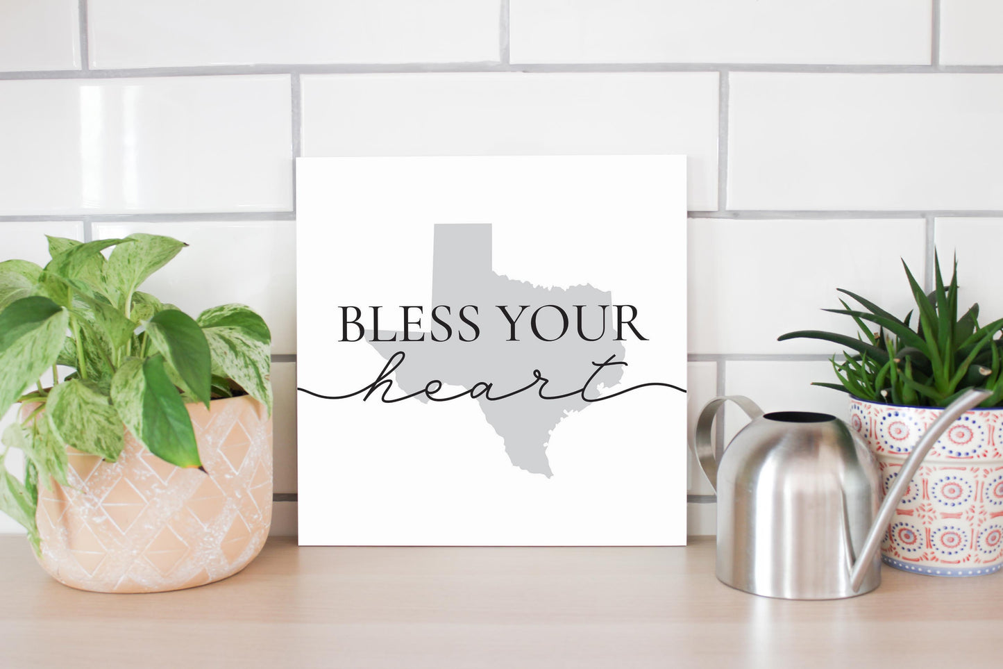 Minimalistic B&W Texas Bless Your Heart | Wood Sign | Eaches | Min 2