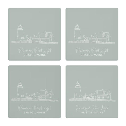 Pemaquid Point Light Muted Coastal | Absorbent Coasters | Set of 4 | Min 2