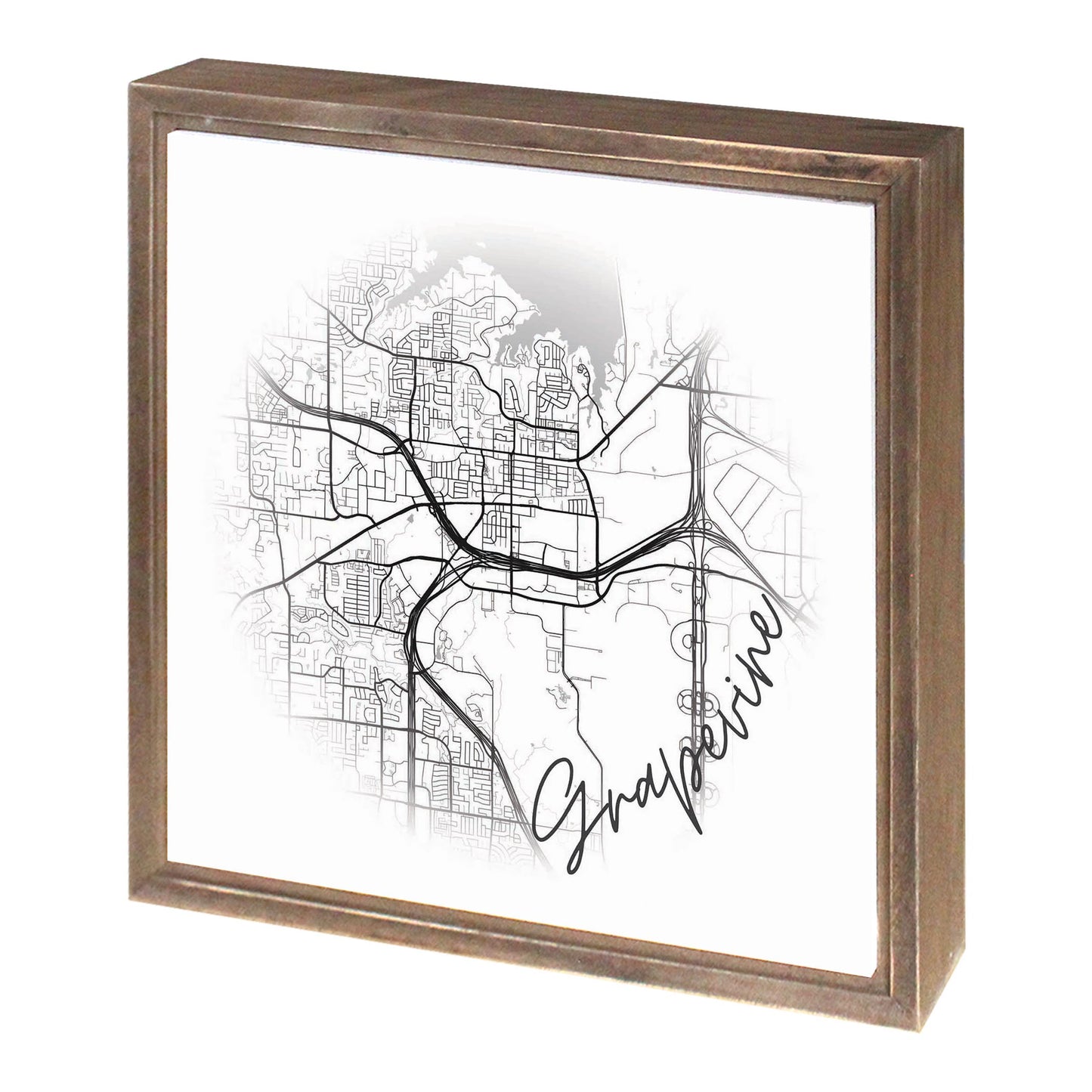 Minimalistic B&W Texas Grapevine Circle Map | Wood Sign | Eaches | Min 1