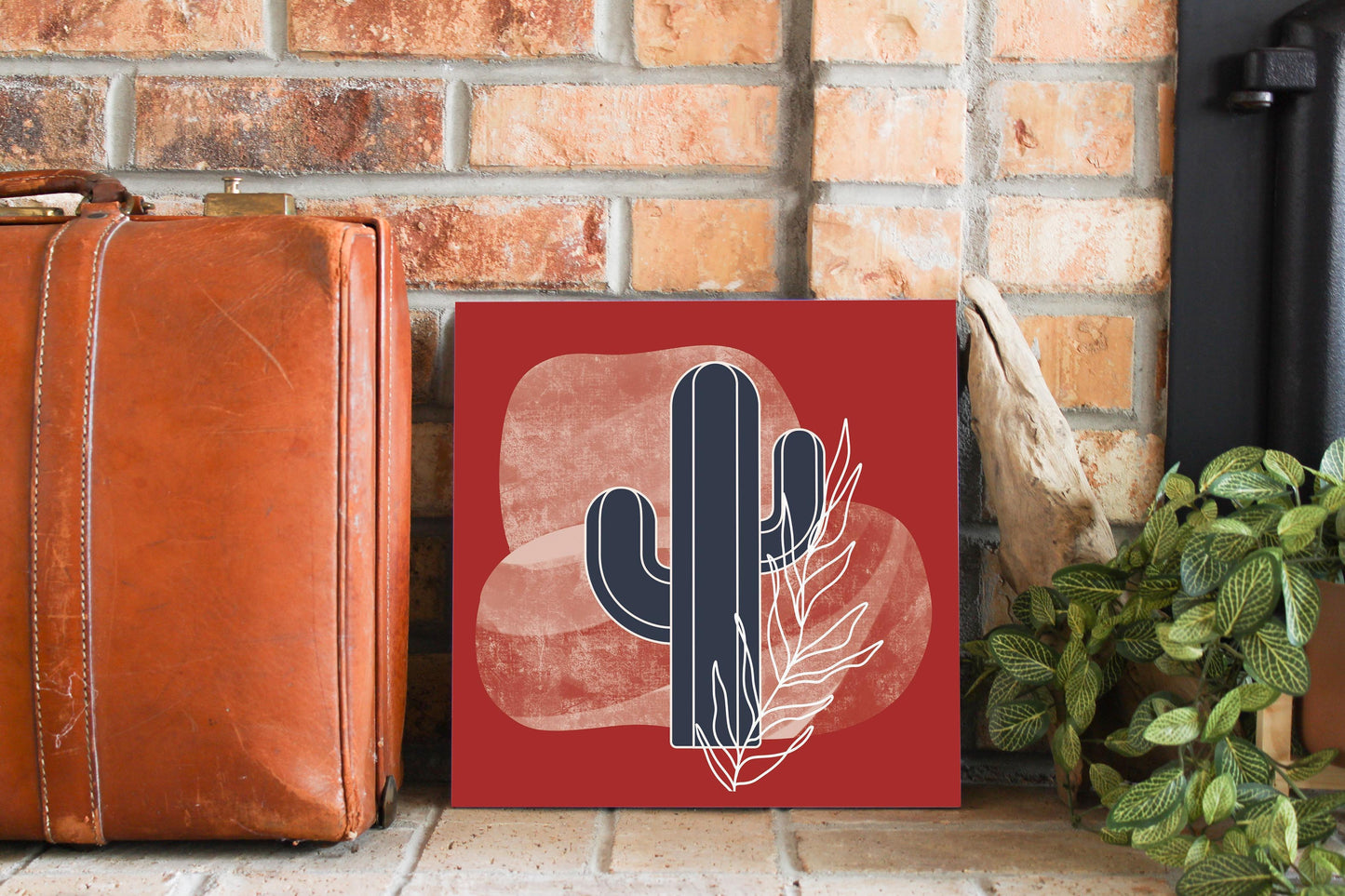 Modern Minimalist Texas Colors Cactus | Wood Sign | Eaches | Min 2