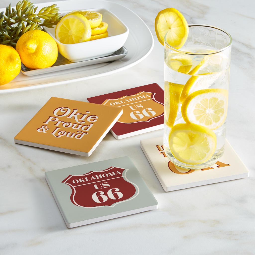 Modern Minimalist Oklahoma Set | Absorbent Coasters | Set of 4 | Min 2