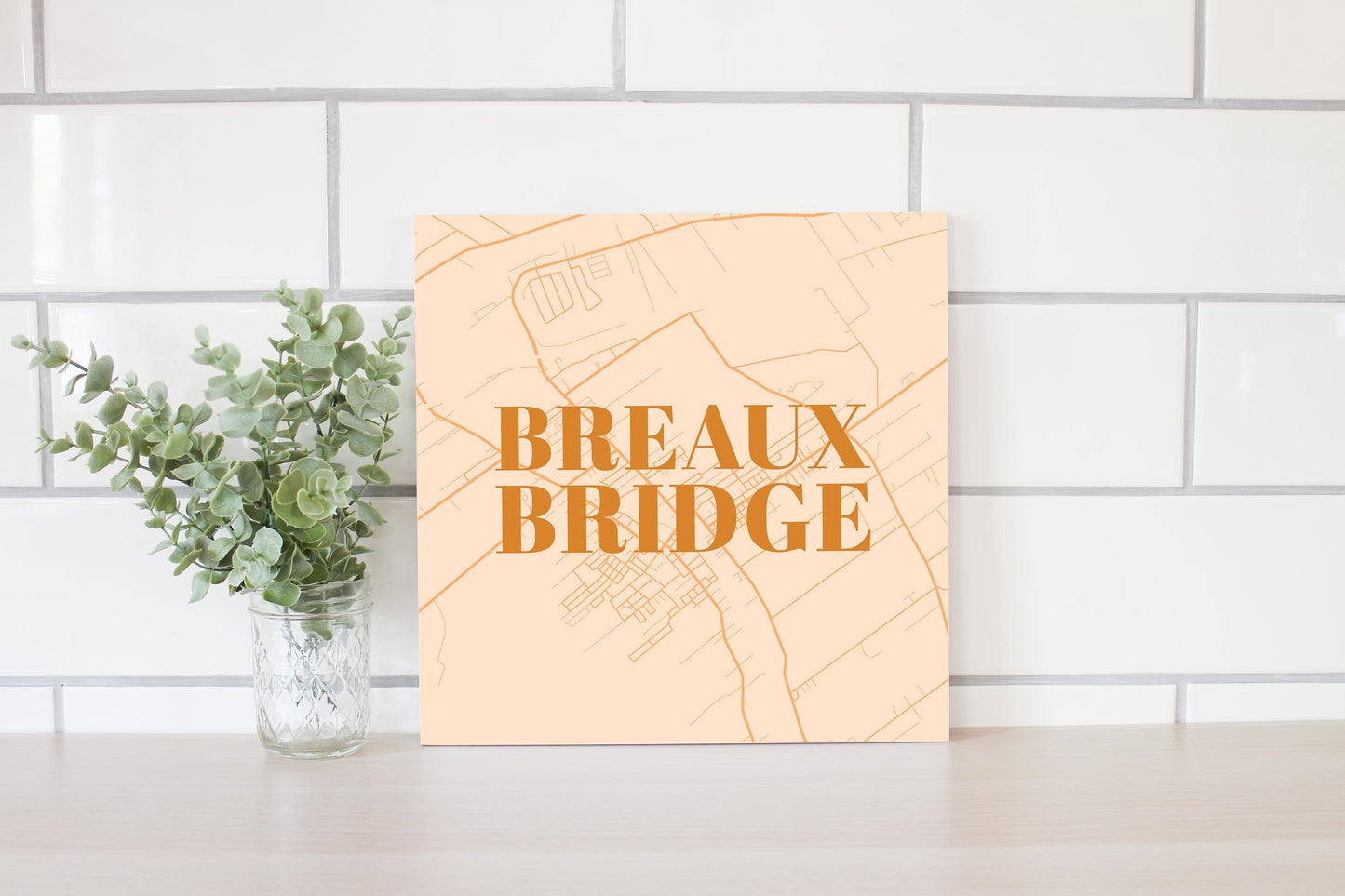 Modern Minimalist Louisiana Breaux Bridge Map | Wood Sign | Eaches | Min 2