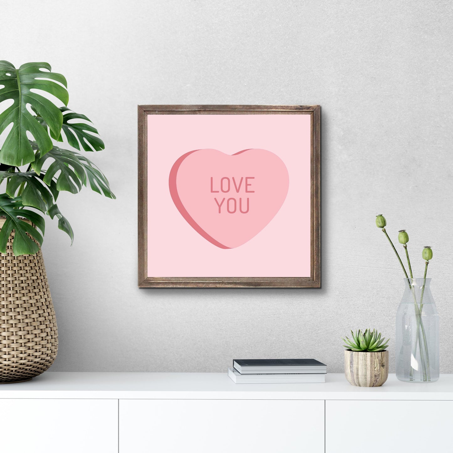 Message Hearts Love You | Wood Sign | Eaches | Min 1