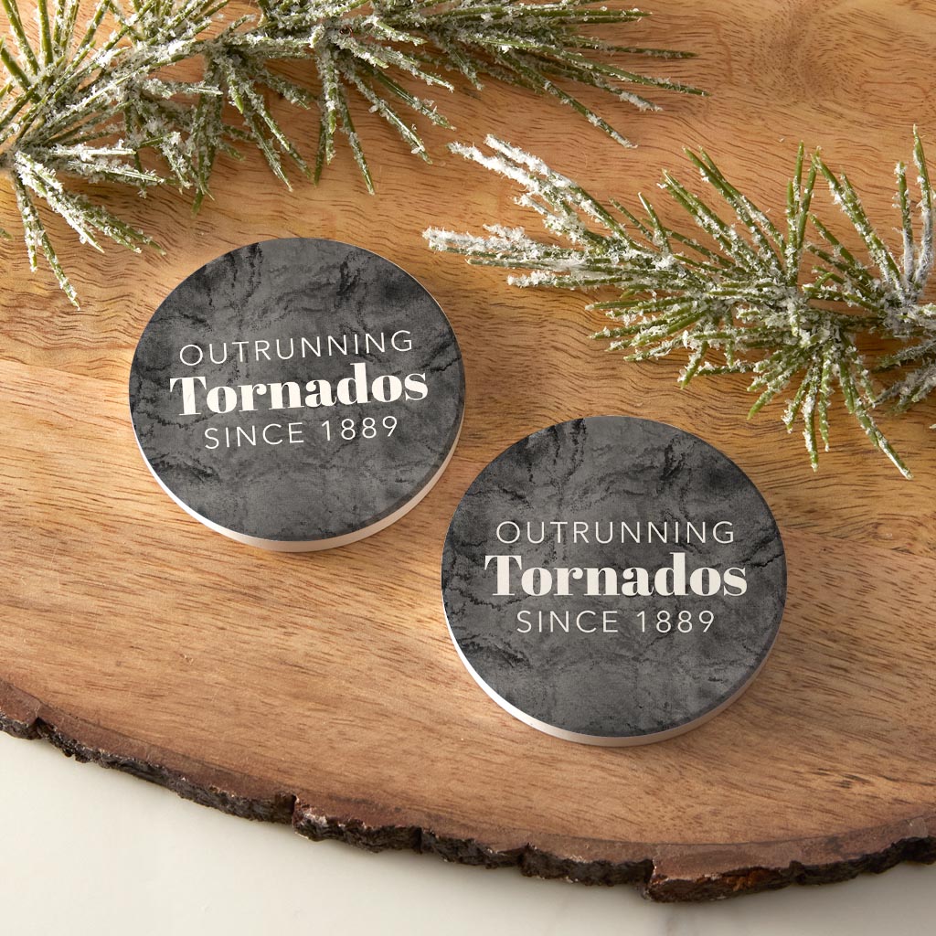 Modern Oklahoma Tornado Saying | Absorbent Car Coasters | Set of 2 | Min 4