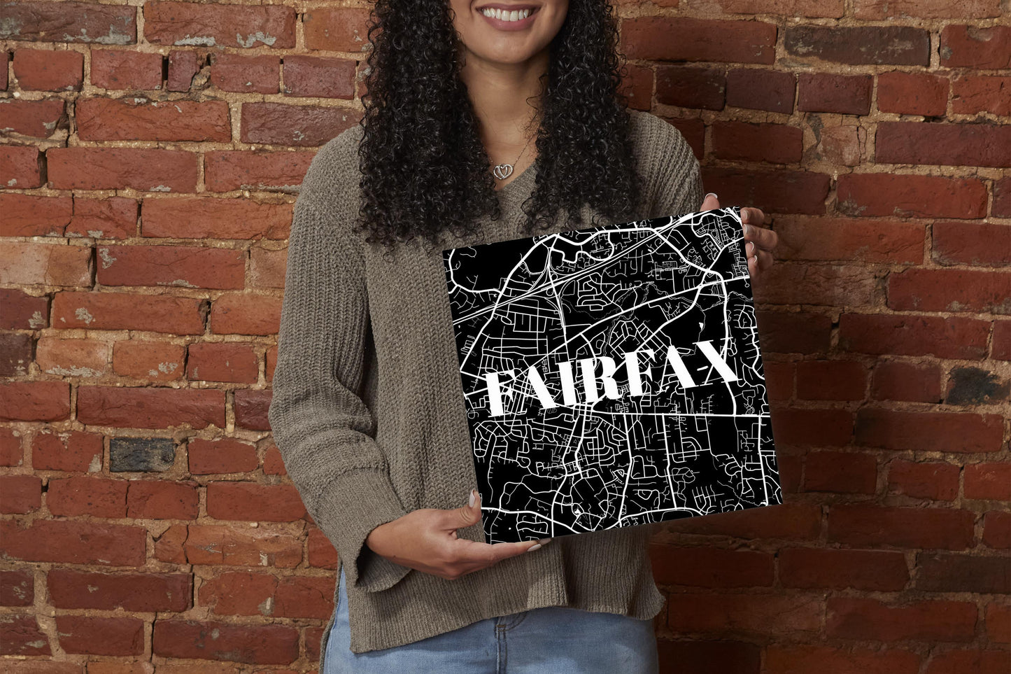 Minimalistic B&W Virginia Fairfax Map | Wood Sign | Eaches | Min 2