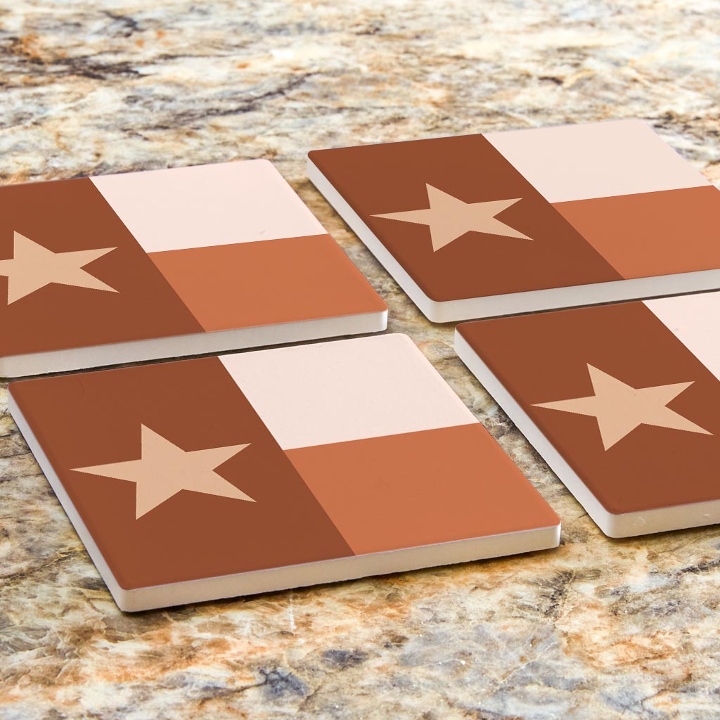 Modern Minimalist Texas State Flag | Absorbent Coasters | Set of 4 | Min 2