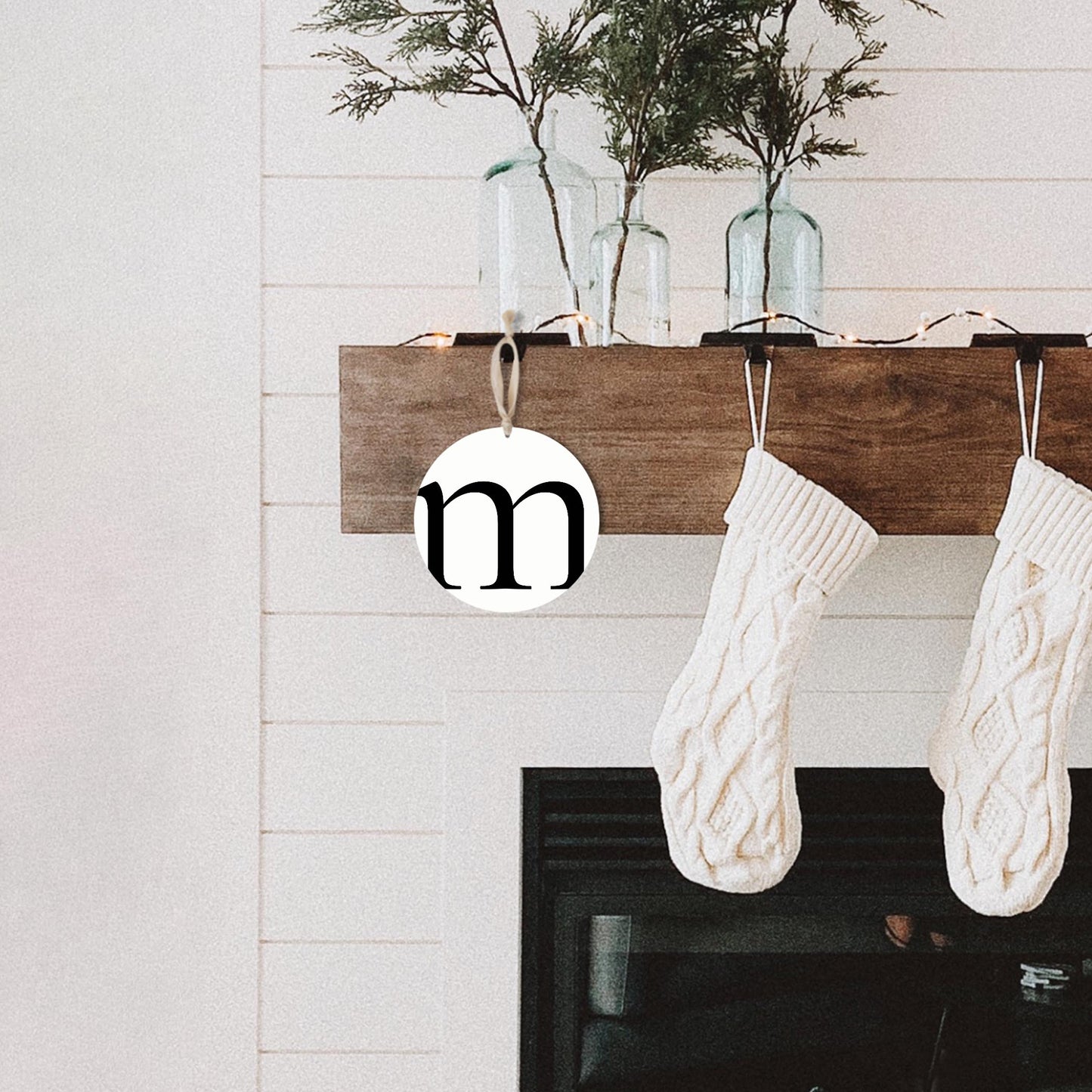 Minimalist Monogram M | Wood Ornament | Eaches | Min 1