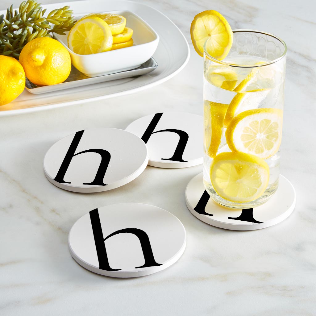 Minimalist Monogram H Circle | Absorbent Coasters | Set of 4 | Min 2