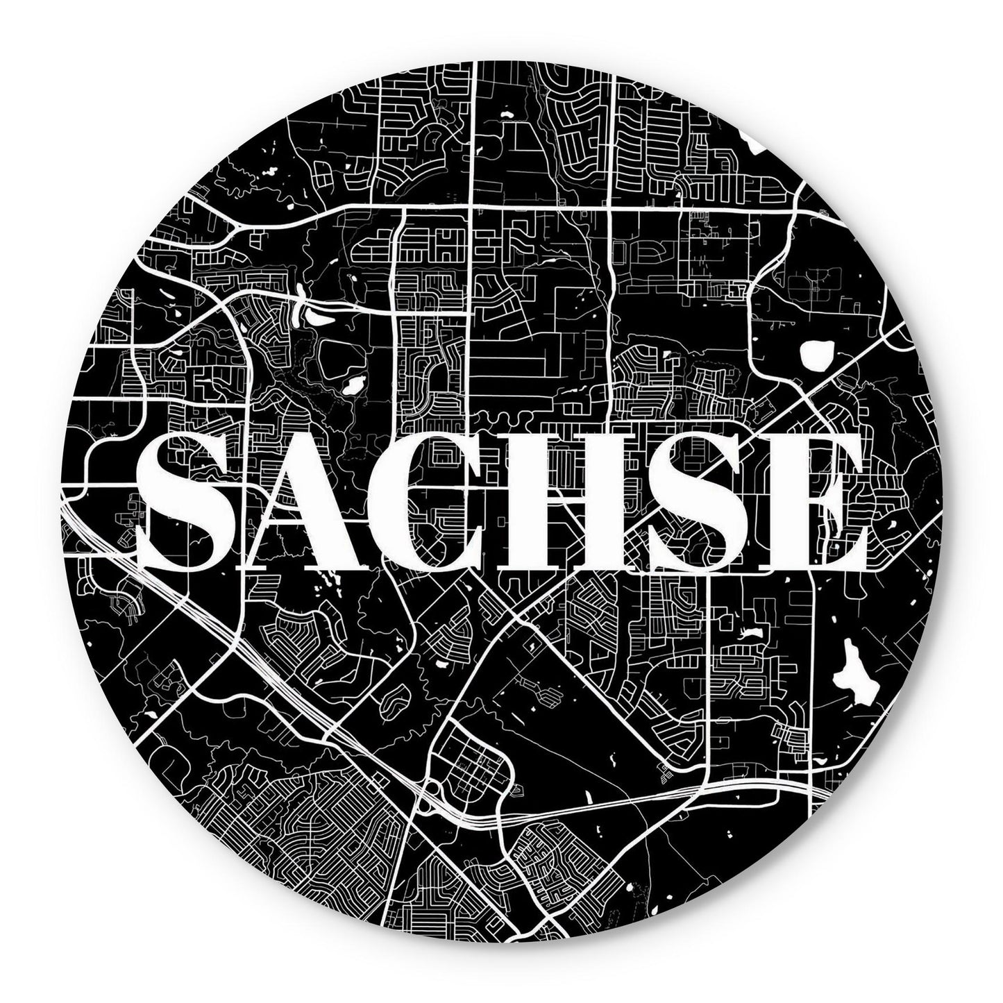 Minimalistic B&W Texas Sachse Map | Wood Sign | Eaches | Min 1