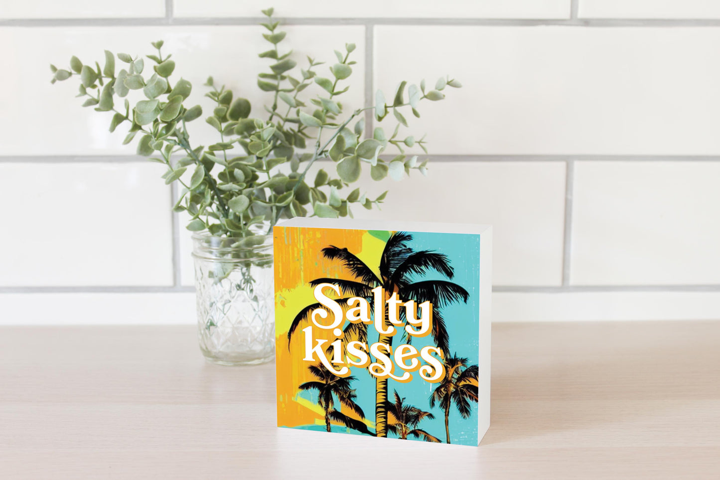 Salty Kisses Palm Trees | Wood Block | Eaches | Min 4