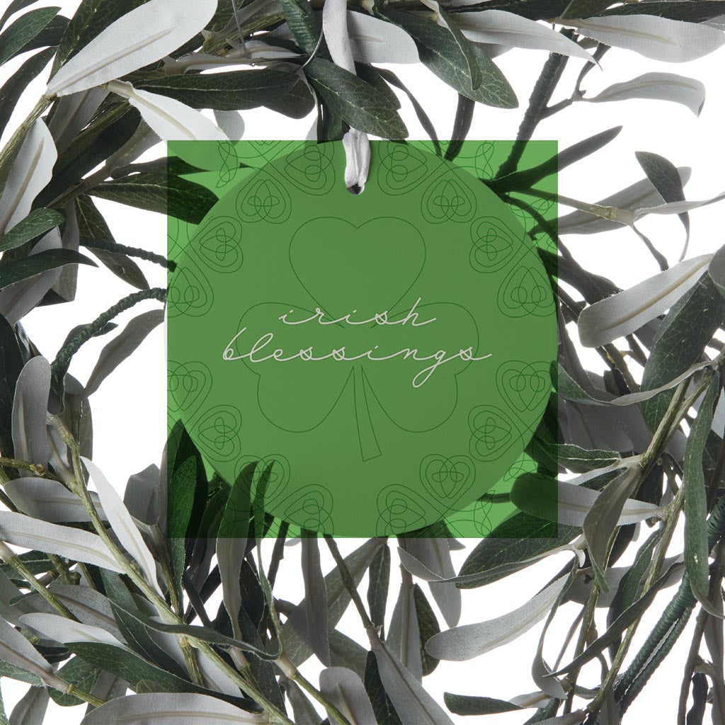 Light Green Shamrock Irish Blessings | Wood Ornament | Eaches | Min 6