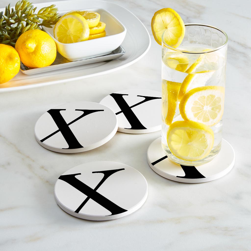 Minimalist Monogram X Circle | Absorbent Coasters | Set of 4 | Min 2