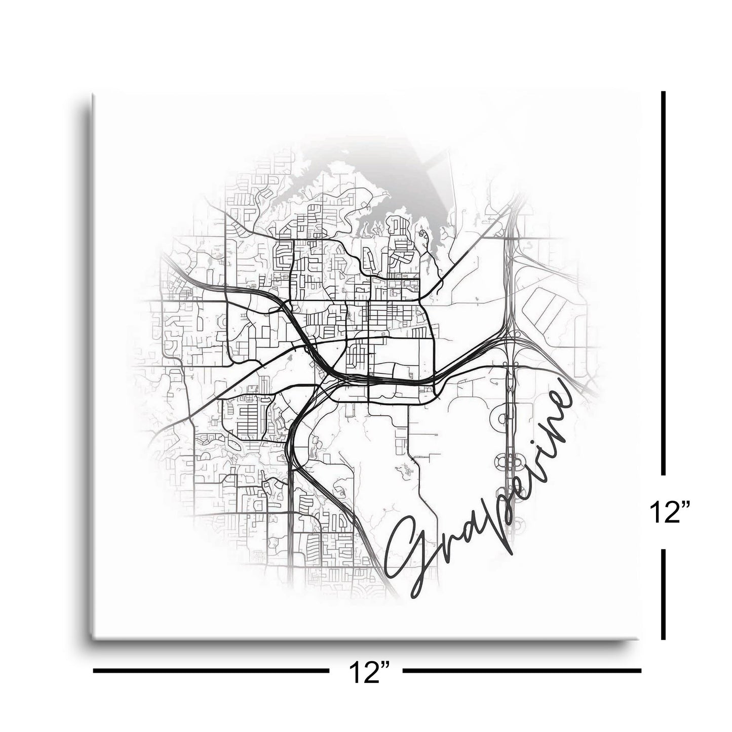 Minimalistic B&W Texas Grapevine Circle Map | Hi-Def Glass Art | Eaches | Min 1