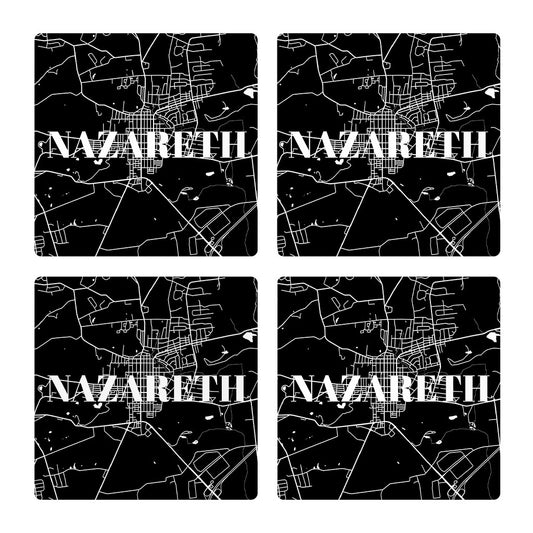 Minimalistic B&W Pennsylvania Nazareth Map | Absorbent Coasters | Set of 4 | Min 2