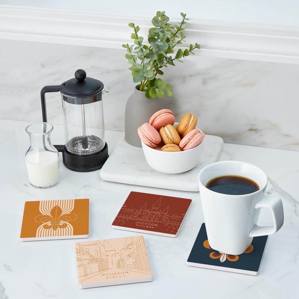 Modern Minimalist Louisiana Set | Absorbent Coasters | Set of 4 | Min 2