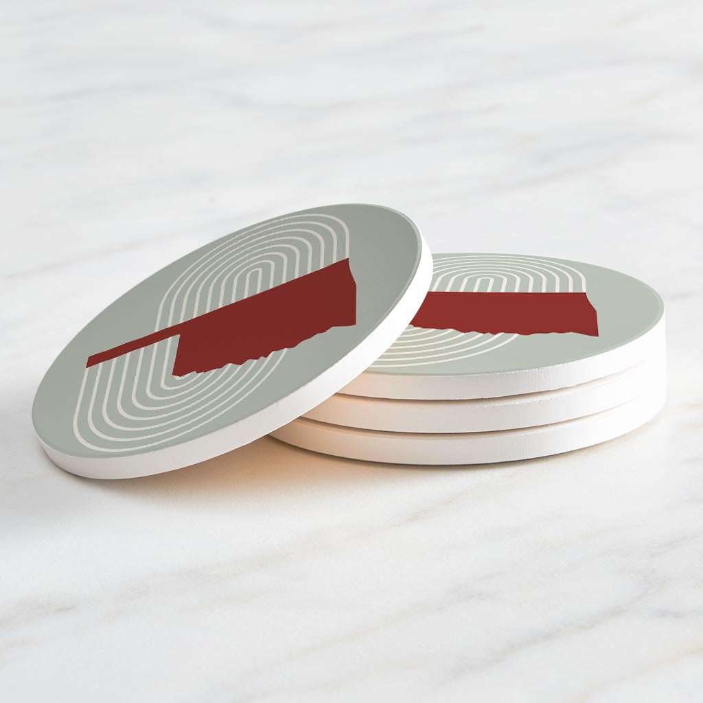 Modern Minimalist Oklahoma Retro State Shape | Absorbent Coasters | Set of 4 | Min 2